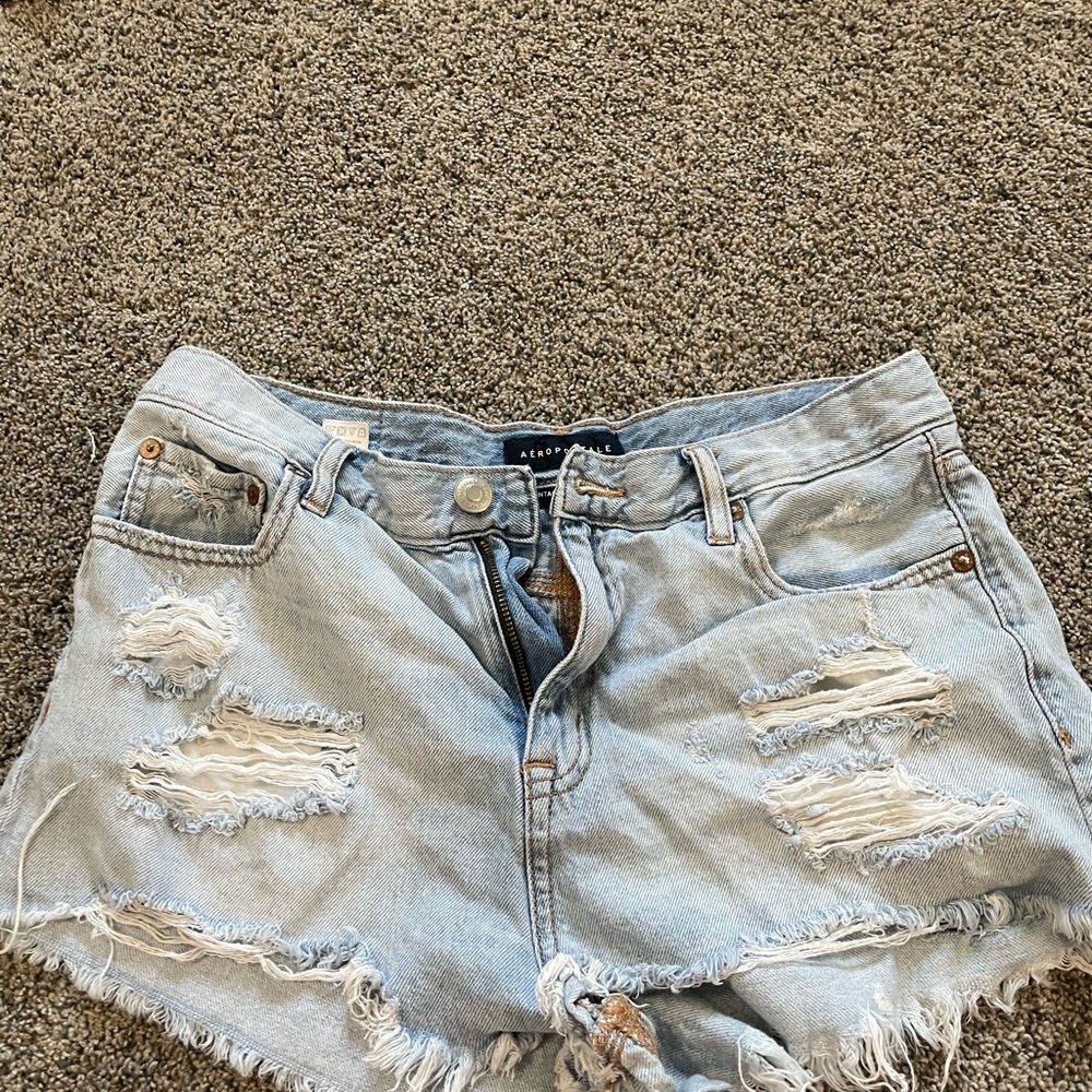 Aeropostale Blue High Waist Denim Shorts